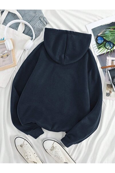 Flood Of Style Синій унісекс синій Бруклін Нью-Йорк з принтом 3 нитки з капюшоном худі