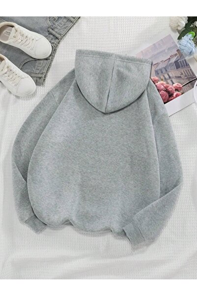 Flood Of Style Gray Unisex Gray Crescent Printed Hooded Hoodie