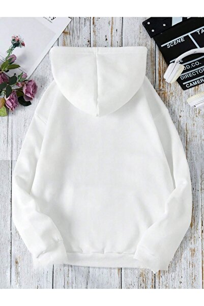 Flood Of Style Hanorac alb unisex alb Milano cu imprimeu 3 Thread K cu glugă