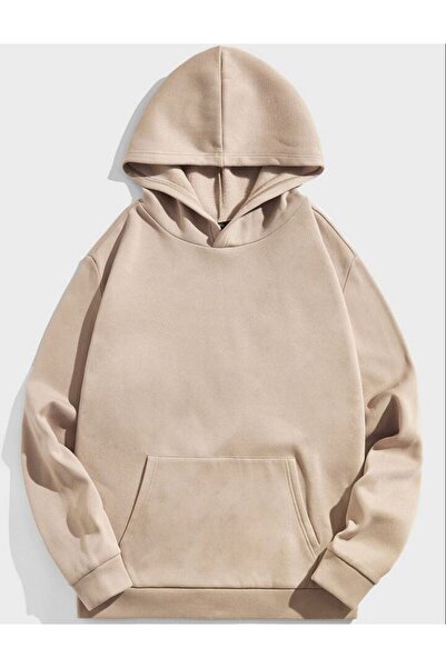 Flood Of Style Hanorac unisex bej cu imprimeu "Never Look Back" din 3 fire cu glugă