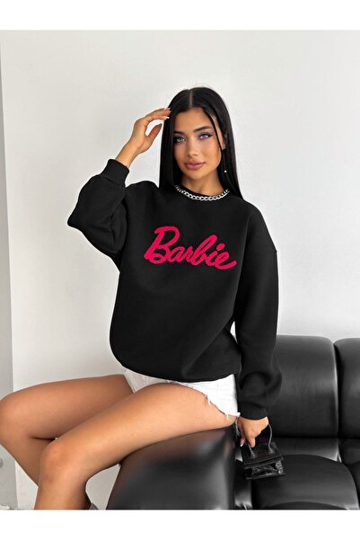 Flood Of Style Femeie neagră Black Berbie cu imprimeu supradimensionat