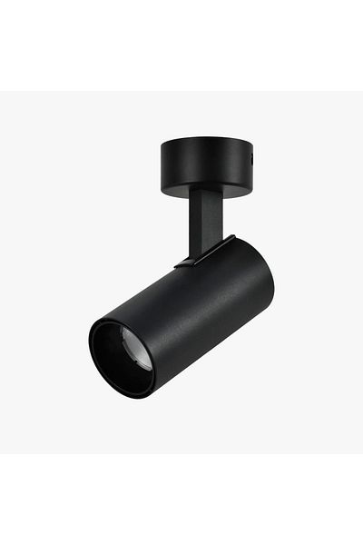 Generic Single track light, black, replaceable GU10 bulb. Outer body color is black. Light color is solar K4000.