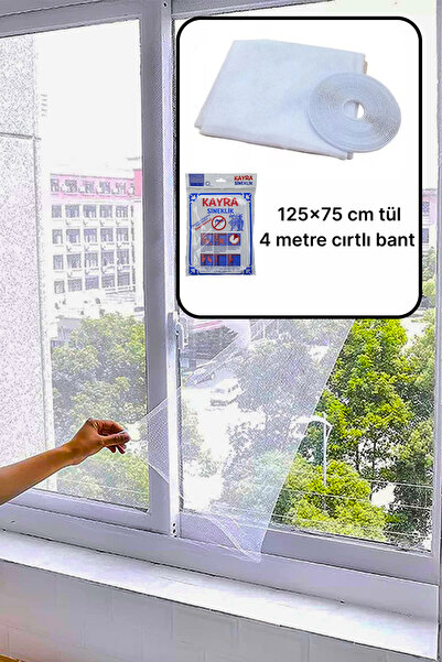 Kayra Tül Sineklik 125X75 cm Tek Kanat Cırtlı Bant Ile Kolay Montaj & Pencere...