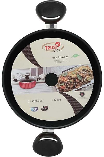 Trust Deep Non-Stick Cooking Pot with Glass Lid from Trust, Heavy Metal, Size 26 cm
