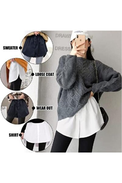 etol textile Elastic Buttoned Rescuer Shirt Skirt - White