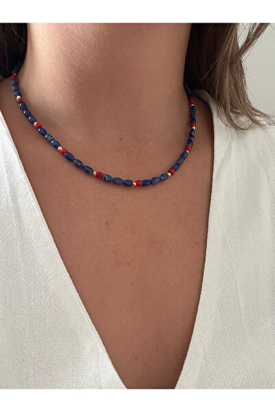 B Design jewelry Liora Lapis lazuli ve Mercan Kolye