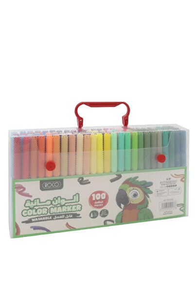 Roco مجموعة أقلام تلوين قابلة للغسل - 100 لون متنوعة