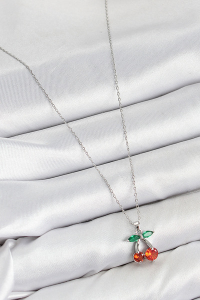 Skygo Brass Zircon Stone Cherry Model Silver Color Women's Necklace - Tj-Bko10421