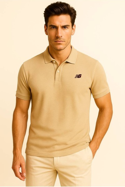 New Balance Mnt3415 White Pique Men's Polo Neck T-Shirt