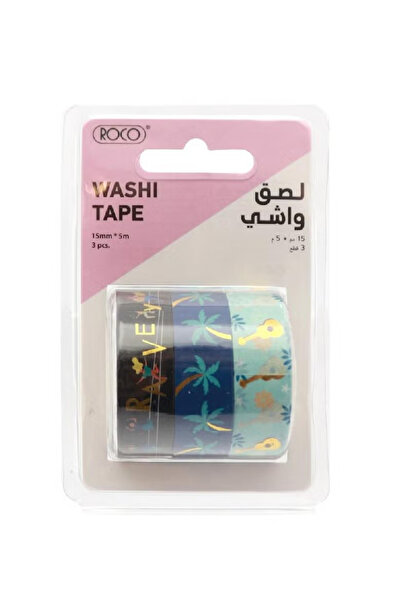 Roco مجموعة شريط واشي 3 بكرات (رقائق معدنية) - 15 مم × 5 م ألوان متنوعة