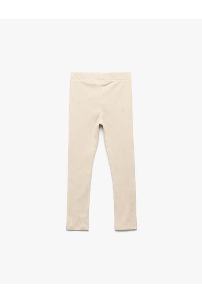 Koton Cotton Camisole Rib Detail Beige Girl's Leggings 6Wkg40064Ak