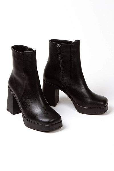 MFT AYAKKABI Women's Black High Heel Zippered Boots