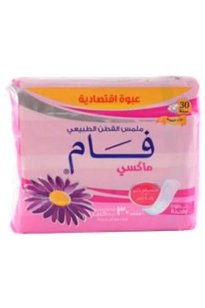 FAM فوط صحية بملمس قطني طبيعي من فام، 30 فوطة