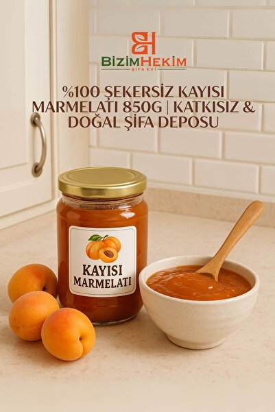 BİZİMHEKİM ŞİFA EVİ %100 Şekersiz Kayısı Marmelatı 850g | Katkısız & Doğal Şi...