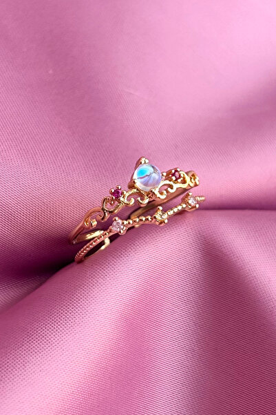 AURRARİ Altın Kaplama Prenses Çelik Yüzüğü