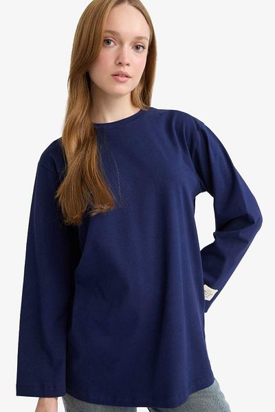 DeFacto New Season Regular Fit Crew Neck Basic Plain Long Sleeve Tunic