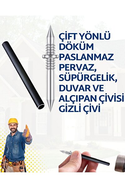 pratikmen Çift Yönlü Döküm Paslanmaz Pervaz, Duvar Ve Alçıpan Çivisi 500'lü