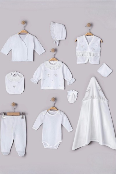 Cherub Baby Bird Embroidered Lace Baby Girl Newborn 10 Piece Hospital Outpatient Set