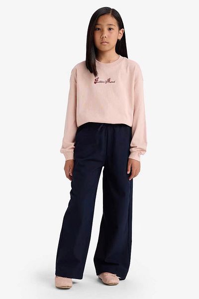 DeFacto Relax Fit Crew Neck Printed Thin Beige Girl Sweatshirt E8817A8/Bg55