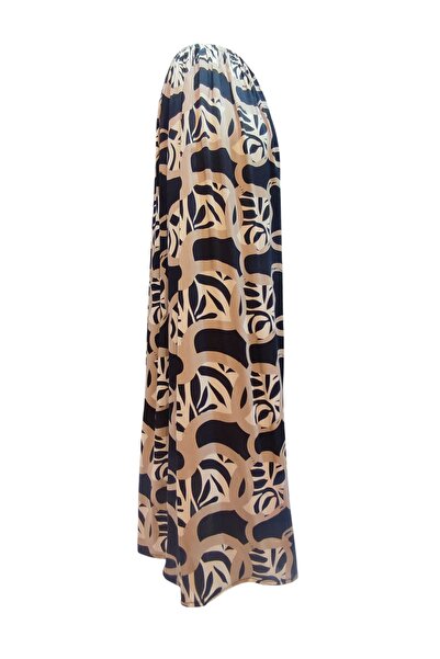 modayiğit Büyük beden dijital baskılı viskon lastikli kadın etek