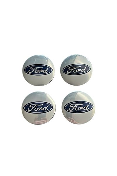 Universal Set 4 wheel caps 58mm exterior, 50.5mm interior Ford silver compatible/replacement alloy rim caps
