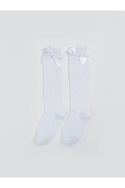 LC Waikiki Lcw Kids New Season Bow Detailed Girls' Knee High Socks 2-Piece