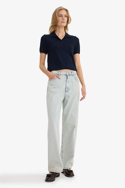 DeFacto New Season Fitted Polo Neck Short Sleeve Knitwear Sweater