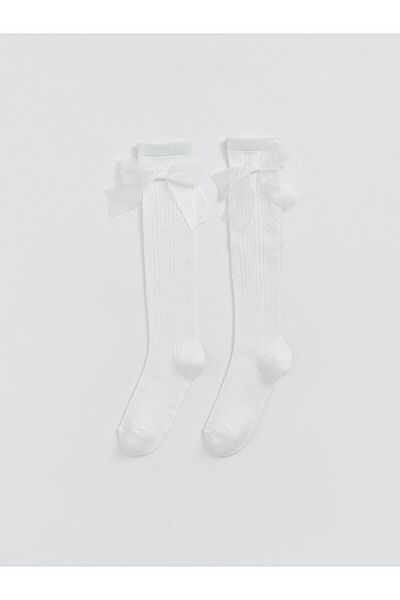 LC Waikiki New Season Bow Detailed Girl's Knee Socks 2-Piece