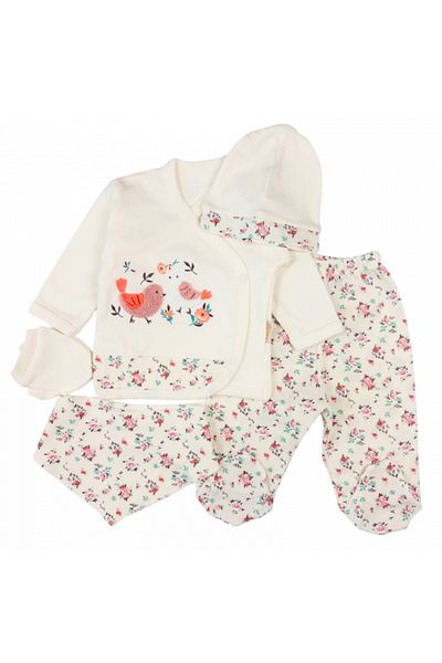 RCB 5-piece set for newborns with floral and bird print