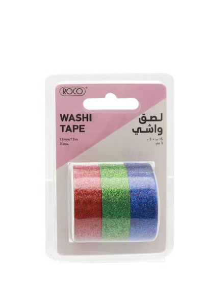 Roco مجموعة شرائط واشي لامعة، 3 بكرات، 15 مم × 3 م