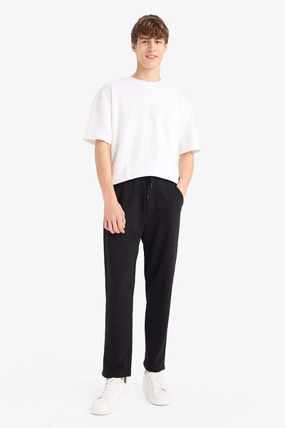 DeFacto New Season Regular Fit Basic Plain Waist Lace-Up Straight Leg Sweatpants with Pockets