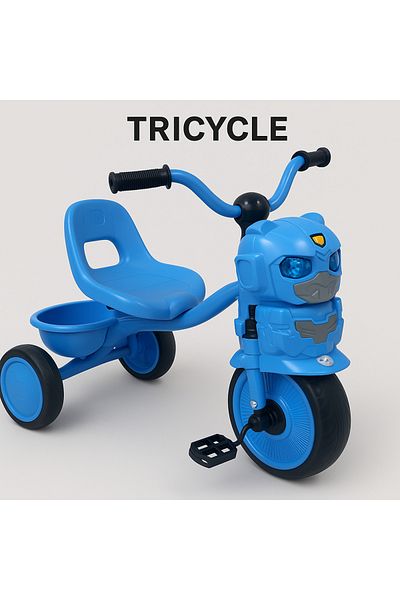 rexa Kids Cartoon Face Tricycle – Yellow Pedal Ride-On Bike with Storage Bucket