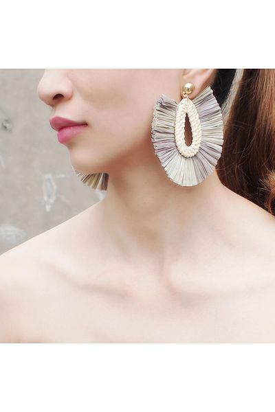 lor Extra Large Bamboo Raffia Earrings