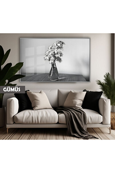 Harikabirev HARİKABİREV | MODEL FLORAL CU VASE DE CULOARE NEGRU&ALB | TABLO D...