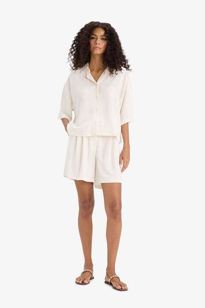 DeFacto New Season Regular Fit High Waist Belted Straight Leg Shorts