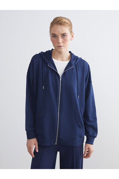 LC Waikiki Quality Parts from Celebi Store |   Hooded Oversize Women's Zippered Sweatshirt