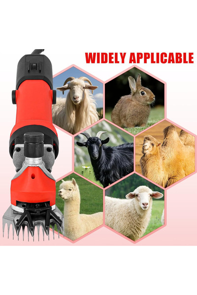 GearZone Upgrade Professional Wool Shears, Adapted for Sheep Grooming, 1000W Pet Trimmer Machine-Red