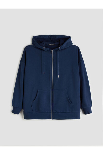 LC Waikiki Quality Parts from Celebi Store |   Hooded Oversize Women's Zippered Sweatshirt