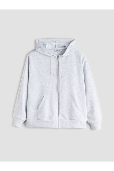 LC Waikiki Quality Parts from Celebi Store |   Hooded Oversize Women's Zippered Sweatshirt