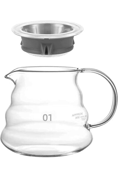 LUXURY 300ml Glass Coffee Server, Heat Resistant V60 Drip Pot with Lid, Clear Design