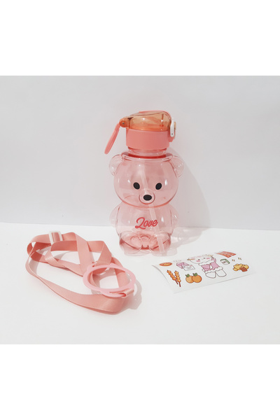 renkli çiçekler 750 ml Water Bottle for School Water Bottle with Teddy Bear Model