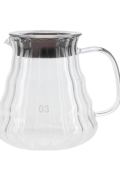 LUXURY 700ml Glass Coffee Server, Heat Resistant V60 Drip Pot with Lid, Clear Wavy Design