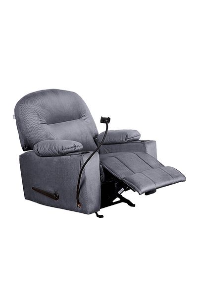 Lazy Vibes Puffy Velvet Recliner Lounge Chair with Cup & Phone Holder|Rocking&Swivel, 100x84x101 cm