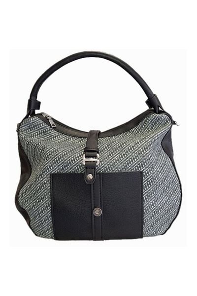 OEM Geantă mare neagră, piele și material textil