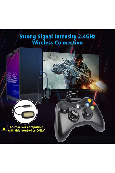 CRK TECH Xbox 360 Pc Ps3 Uyumlu Kablosuz Alıcılı Siyah Gamepad Joystıck