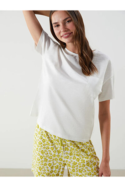 LC Waikiki LCW DREAMYeşil Bisiklet Yaka Çiçekli Kadın Şortlu Pijama Takımı