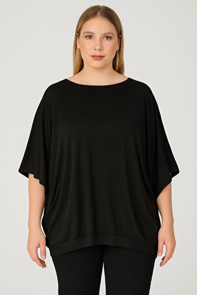 Nihal Eren Butik Penye Yarasa Kol Sırtı Bağlama Detaylı T-Shirt