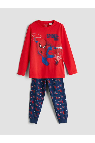 LC Waikiki Lcw Kidsred Crew Neck Spider-Man Printed Boys Pajama Set