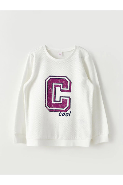 LC Waikiki Lcw kidsecru crew neck Printed long sleeve girl pajama set
