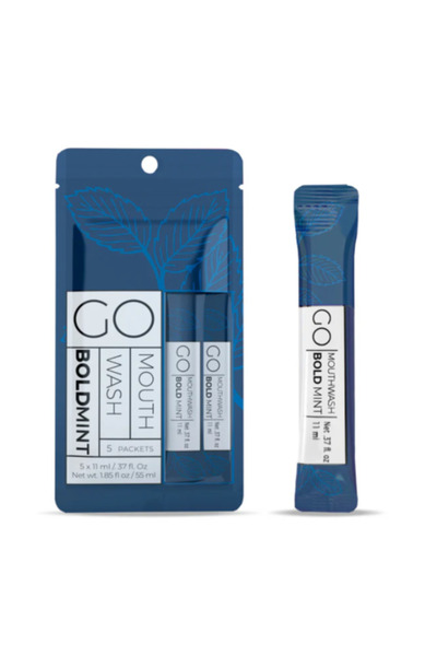 GoMouth Wash غسول فم جو خالي من الكحول بنكهة النعناع القوية، 5 عبوات، 55 مل